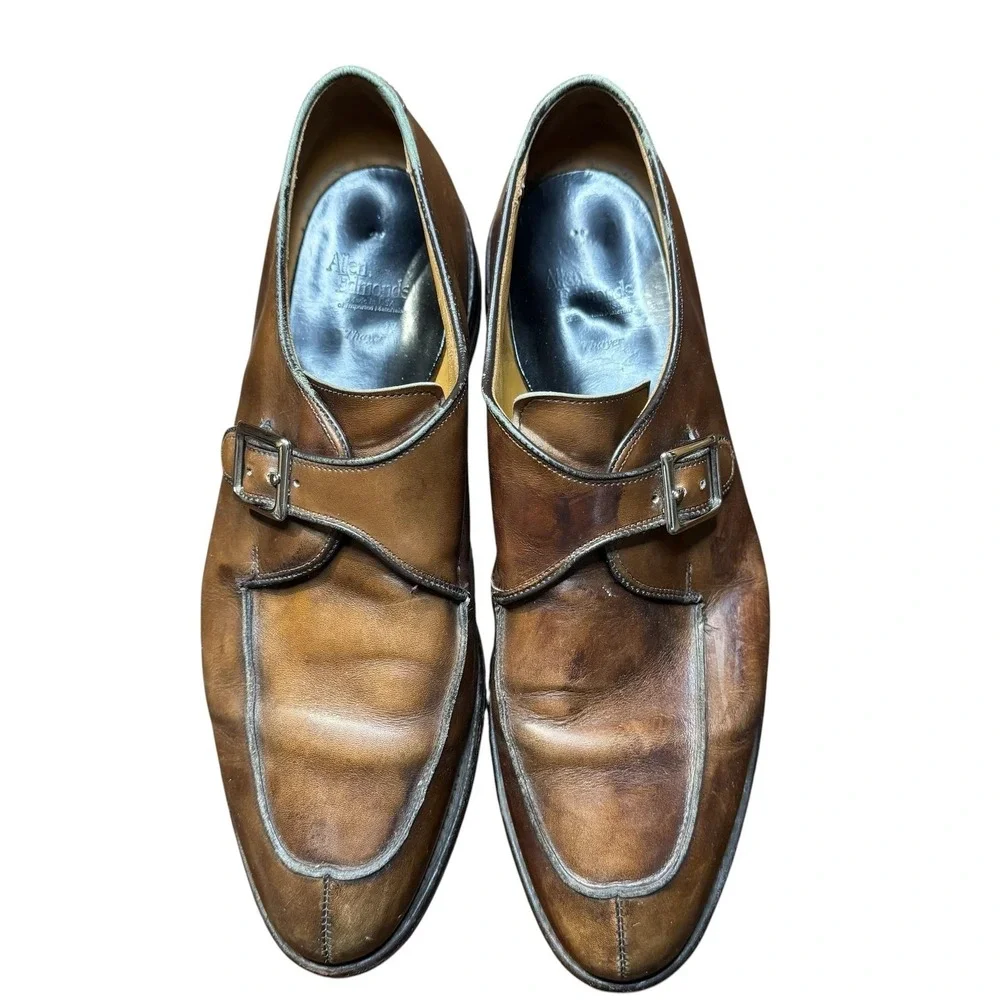 Allen Edmonds Thayer Shoes Mens Size 12 Brown Leather Monk Strap Dress Buckle